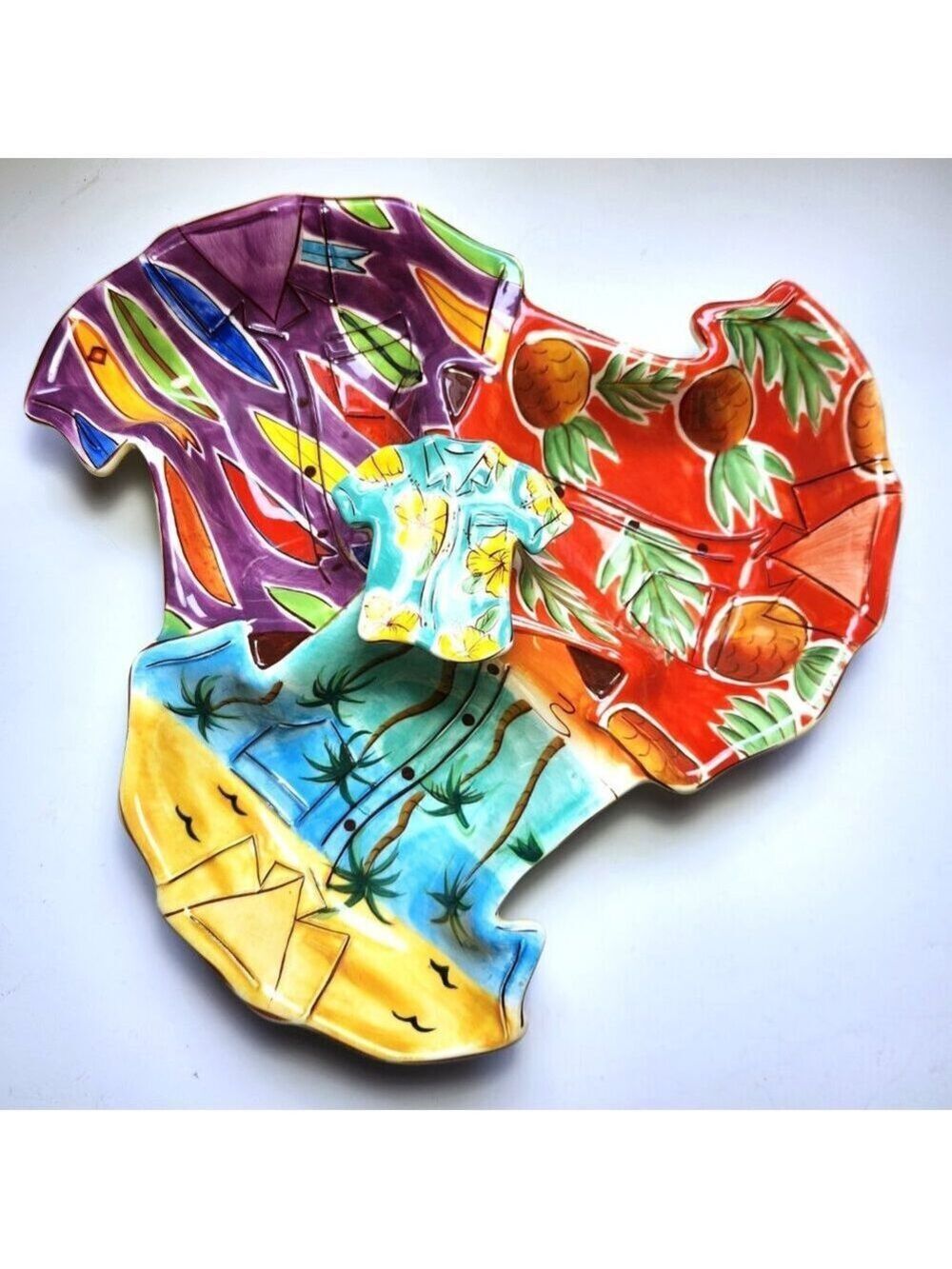 Vintage Hand‑Painted Studio Pottery Dish – Colourful Abstract Ceramic Art